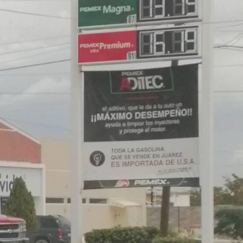 Precios de gasolina en Pemex Juárez